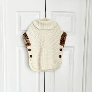 Toddler girl leopard trim poncho